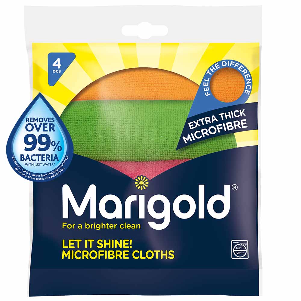 Marigold Let It Shine Microfibre Cloths 4 pack Image 1