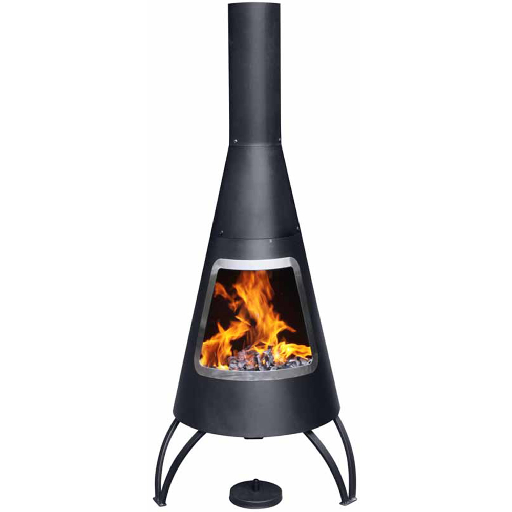 Gardeco Cono Large Conical Shaped Steel Chimenea with Stainless Steel Mouth Rim Image 1