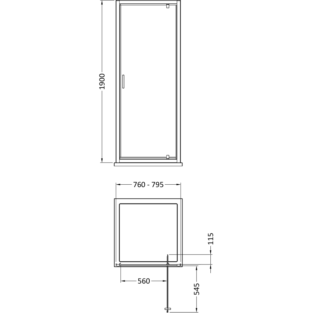 Oem Matt Black Pivot Shower Door 80cm Image 2