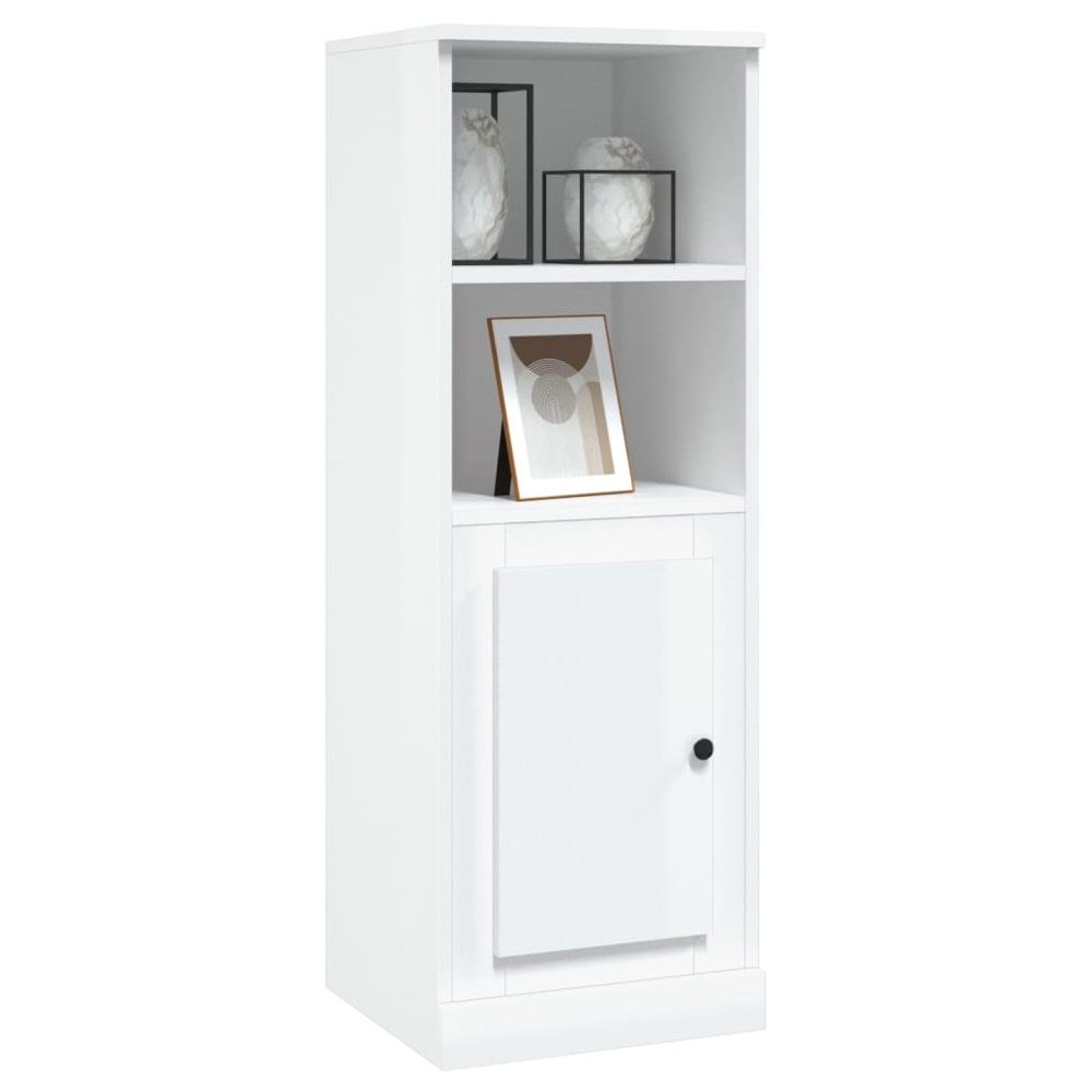 vidaXL Single Door 2 Shelf High Gloss White Highboard Image 4