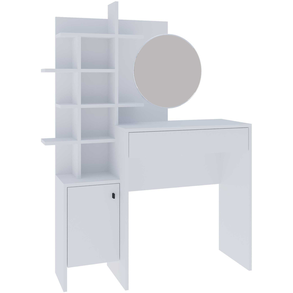 GFW Freyja Single Door Single Drawer White Dressing Table with Mirror Image 4