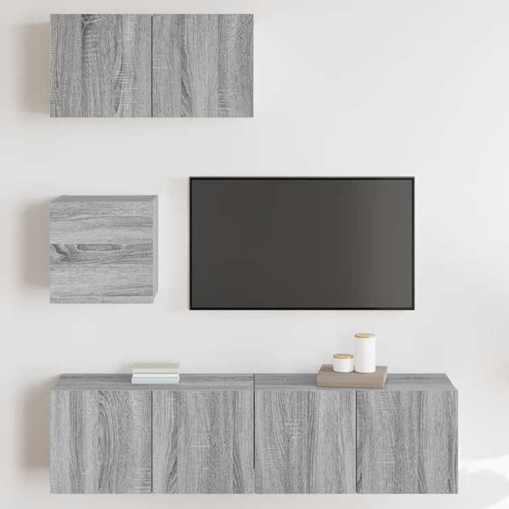 vidaXL 7 Door Grey Sonoma TV Cabinet Image 1
