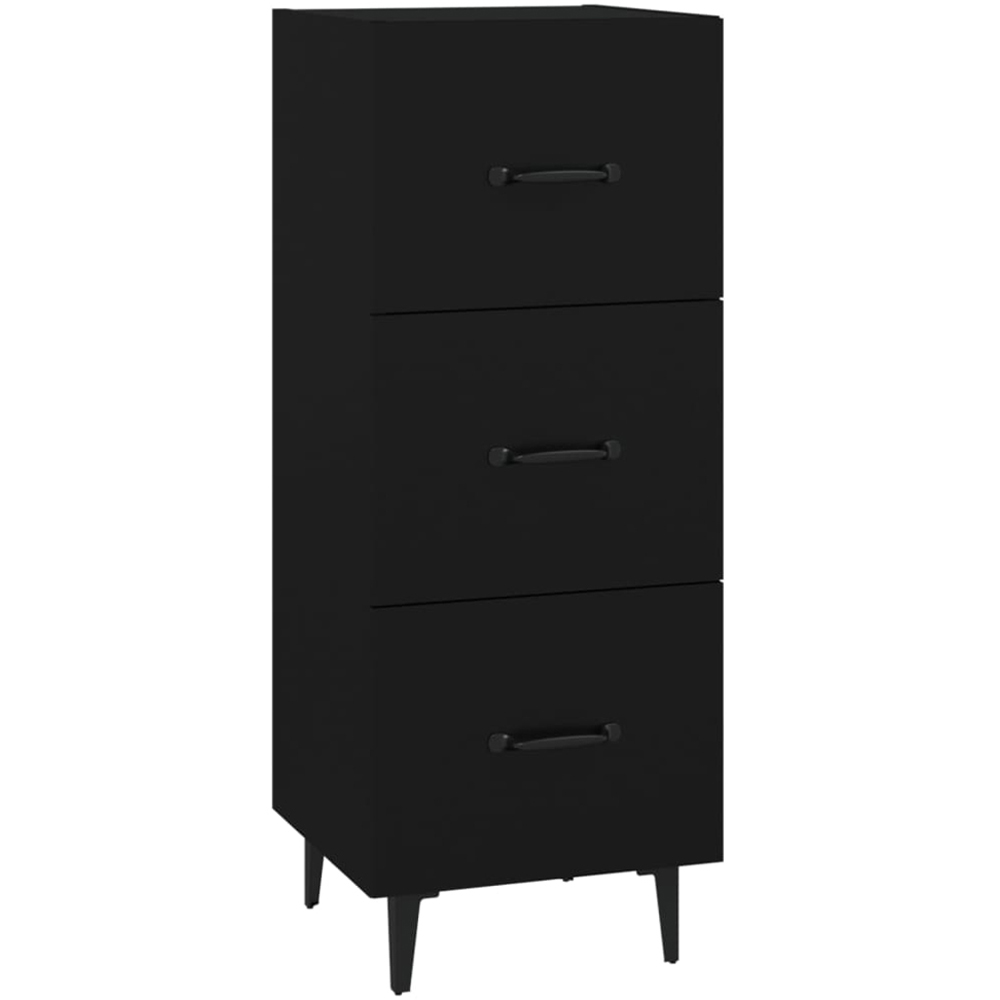 vidaXL 3 Drawer Black Wooden Sideboard Image 2