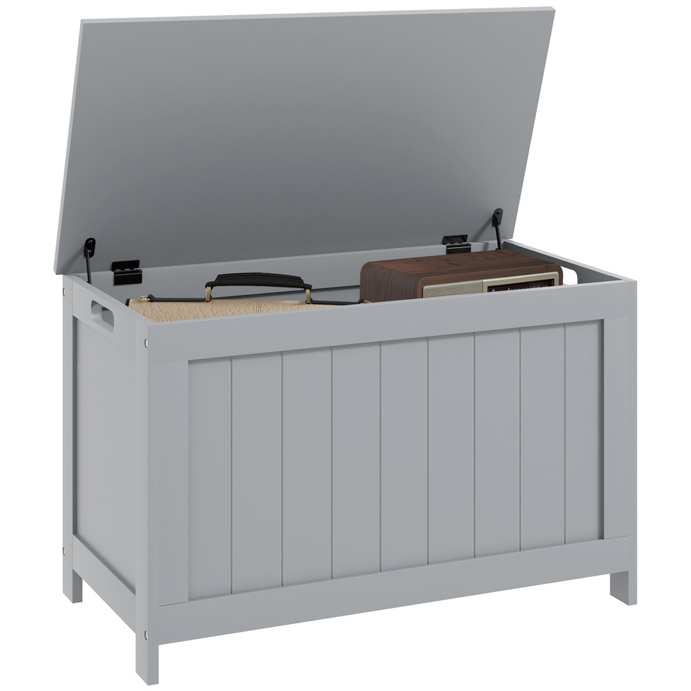 HOMCOM 2 Seater Grey MDF Storage Bench Image 2
