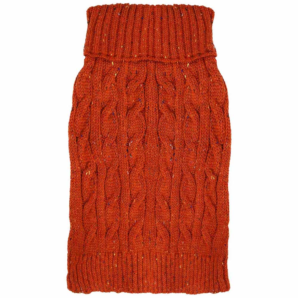 Charlton Cable Knit Terracotta Dog Jumper Large Image