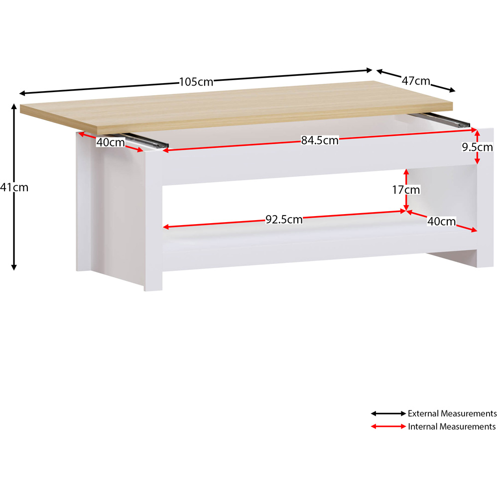 Vida Designs Arlington Sliding Top White Coffee Table Image 7