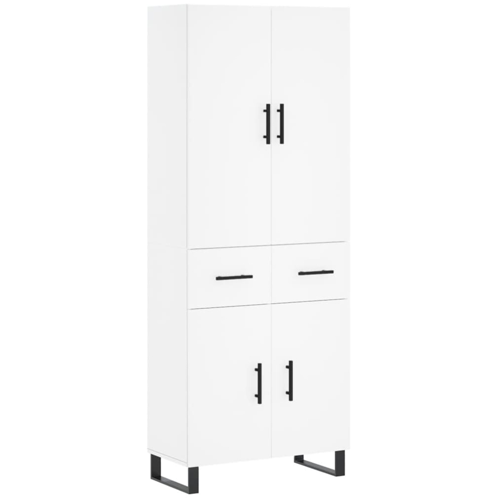 vidaXL 4 Door 2 Drawer White Tall Highboard Image 2