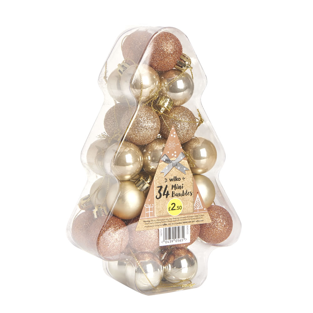 Wilko 34 pack Country Christmas Mini Baubles Image