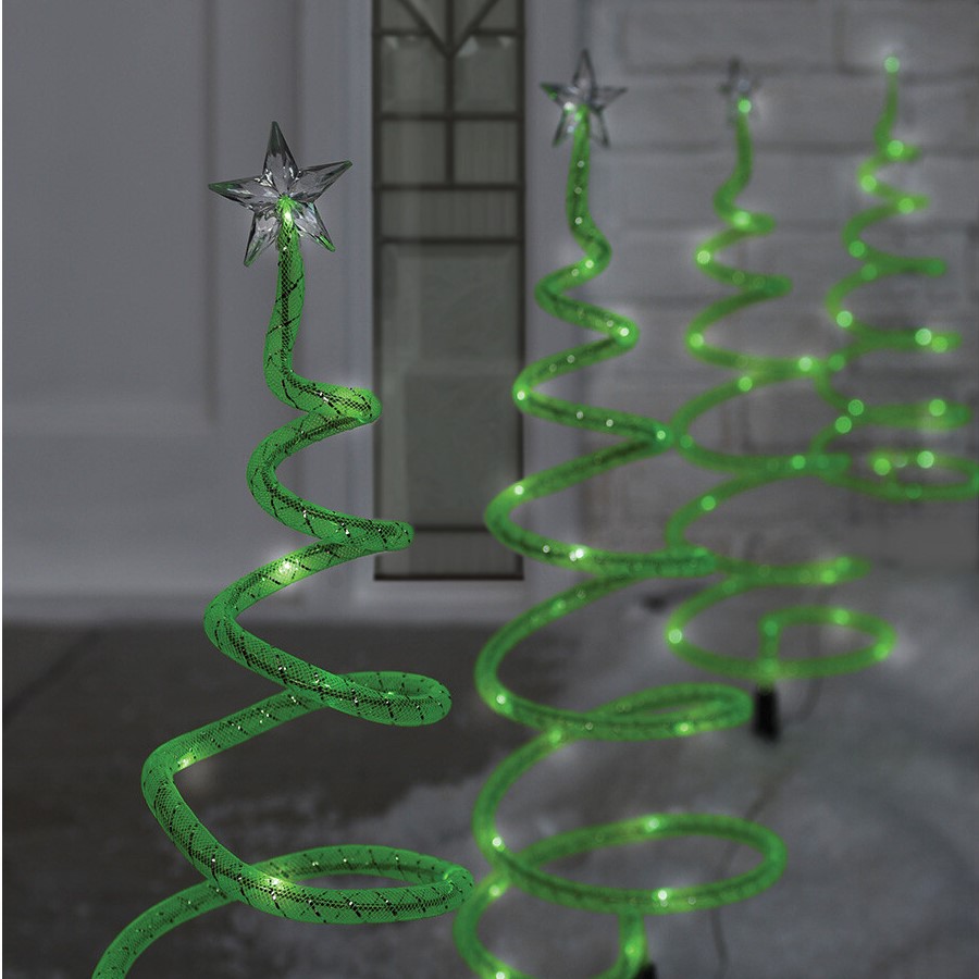 Set of 4 Spiral Tree Stakes - Green Image 1