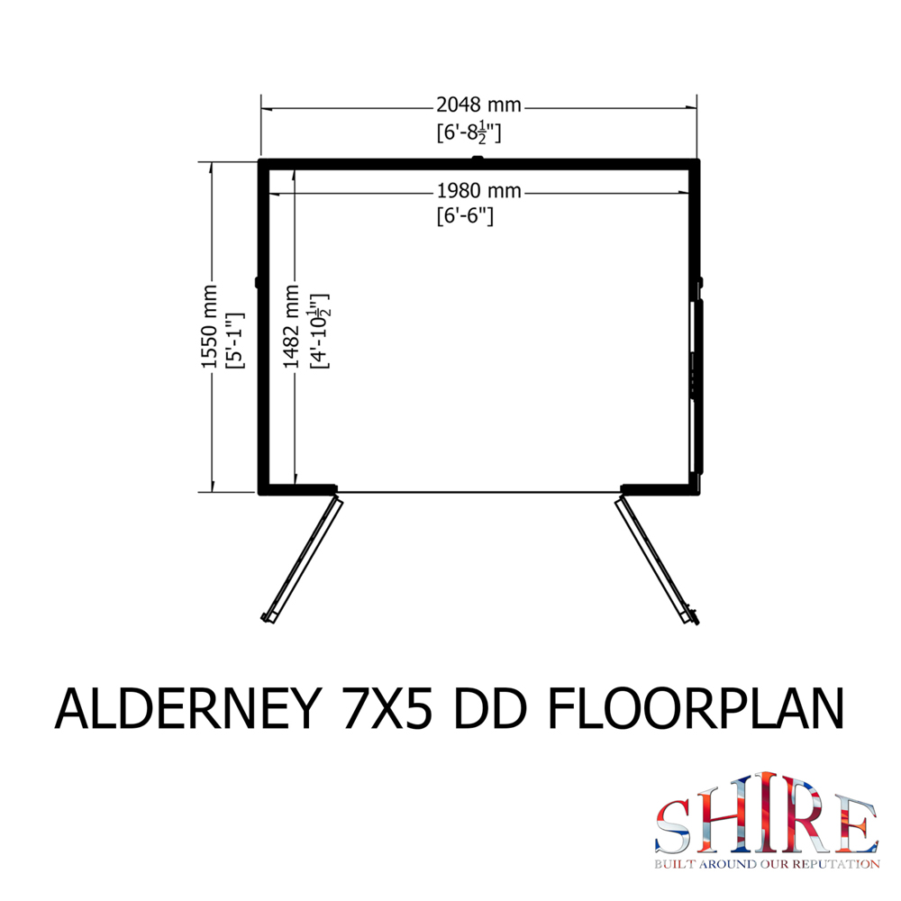 Shire GB Alderney 7 x 5ft Shiplap Double Door Garden Shed Image 8