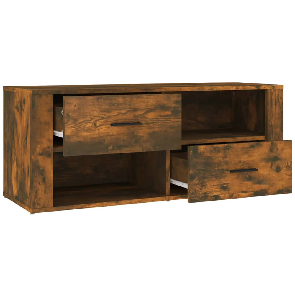 vidaXL 2 Drawer 2 Open Shelf Smoked Oak TV Cabinet Image 7