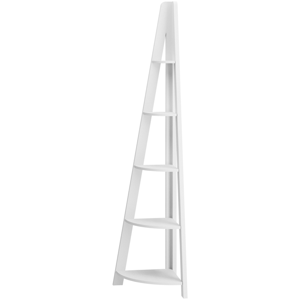 Tiva 5 Shelf White Corner Ladder Bookcase Image 2