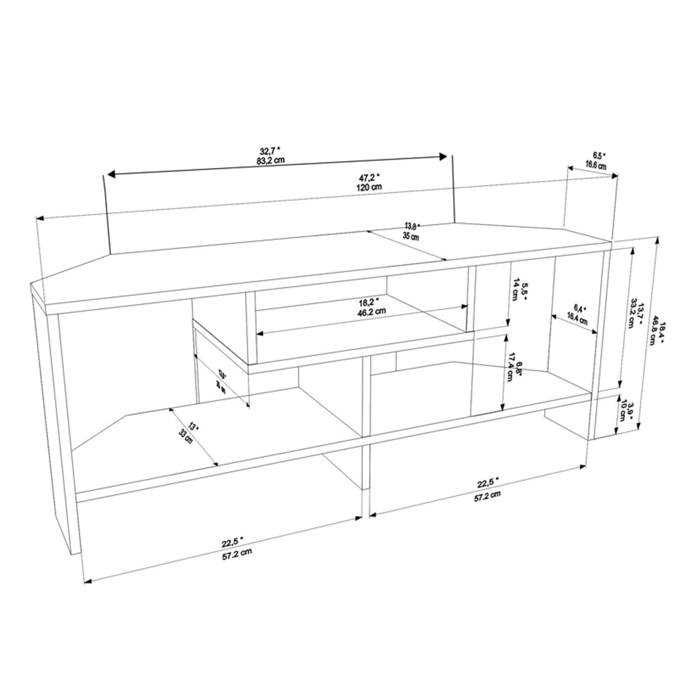 Decorotika Maldives 3 Shelf White Corner TV Unit Image 7