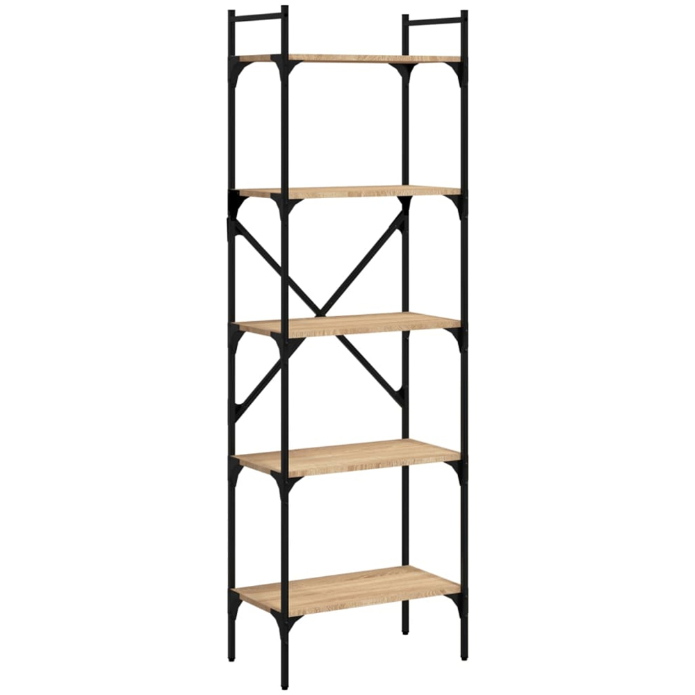 vidaXL 5 Shelf Sonoma Oak Industrial Style Tall Bookcase Image 2
