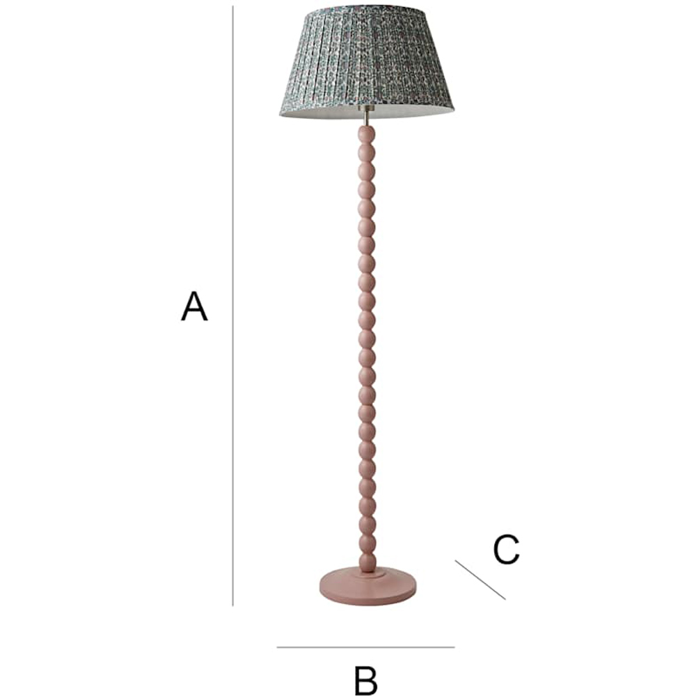 ValueLights Floral Pleated Shade Pastel Pink Bobbin LED Floor Lamp with Bulb Image 7