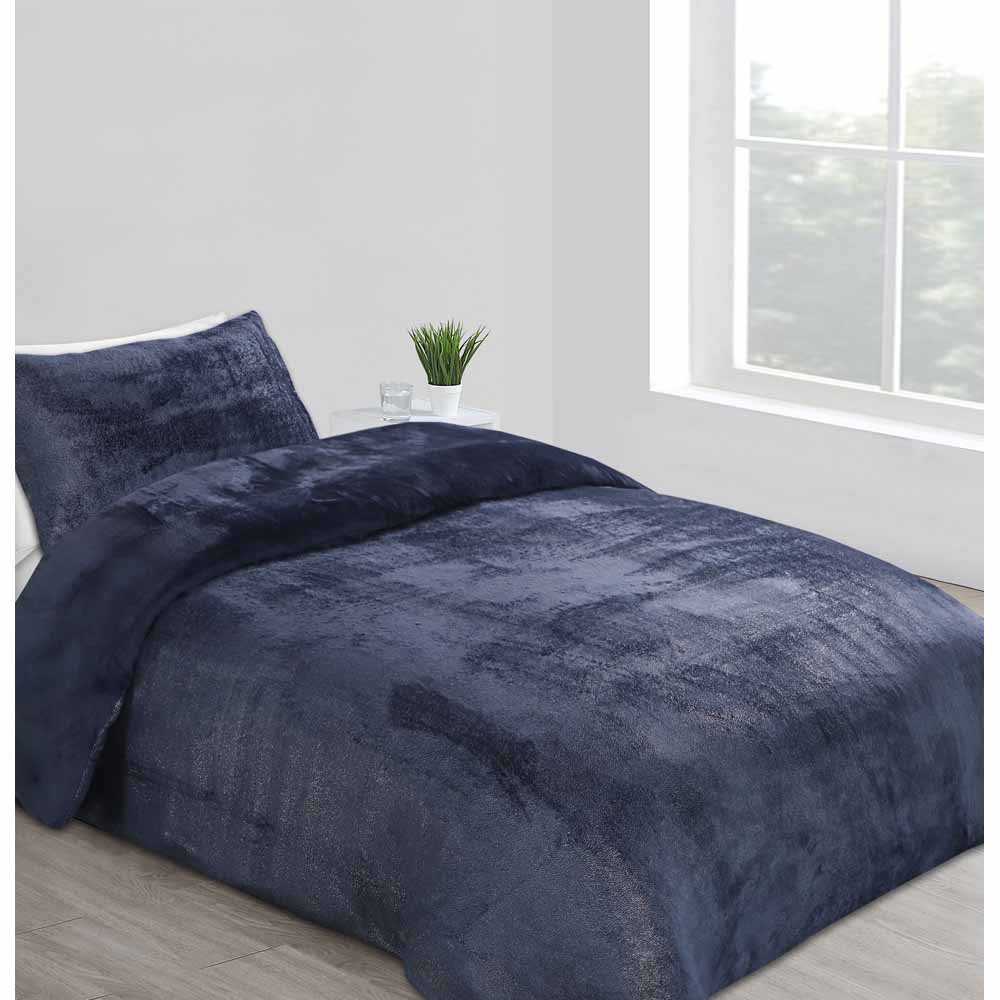 Wilko Navy Sparkle Teddy Single Duvet Set Wilko