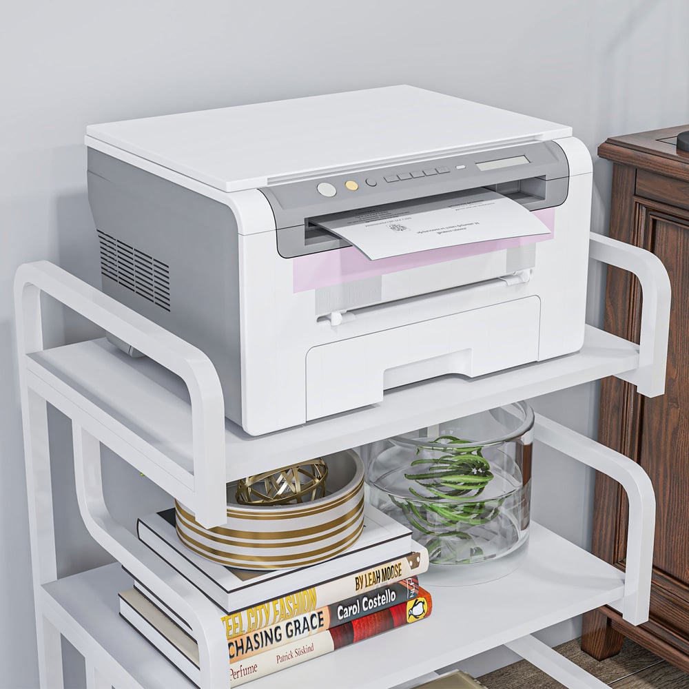 HOMCOM White 3 Shelf Metal Storage Shelf Image 4