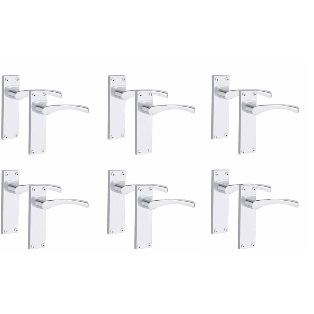 Golden Grace Silver Victorian Scroll Astrid Latch Door Handle 6 Pack 150 x 40mm Image 1