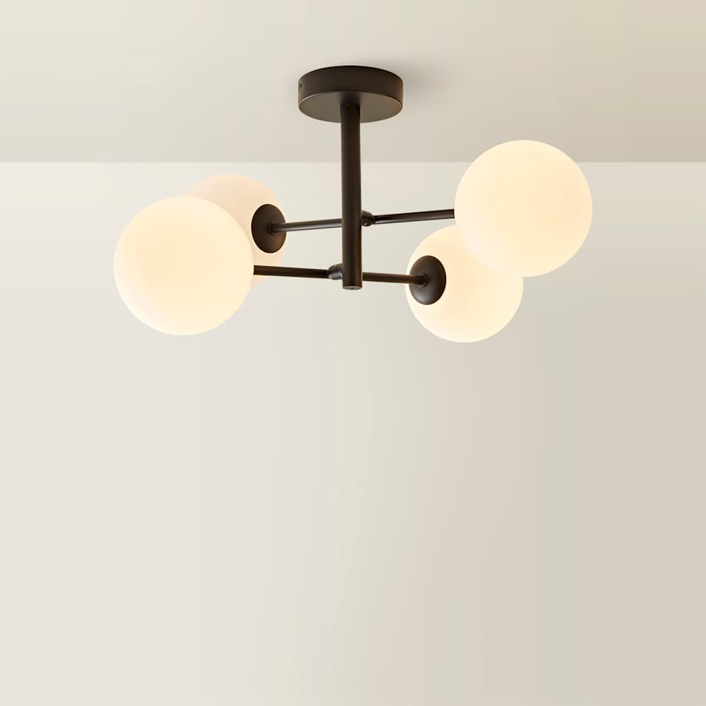 ValueLights Darla 4 Way Black Frosted Globe Ceiling Light and Bulbs Image 3