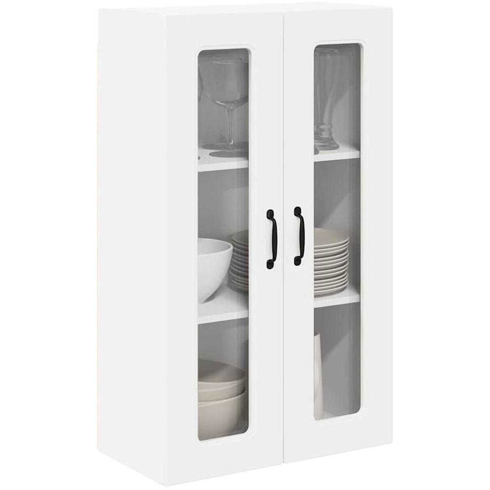 vidaXL 2 Glass Door White Kitchen Wall Cabinet Image 3