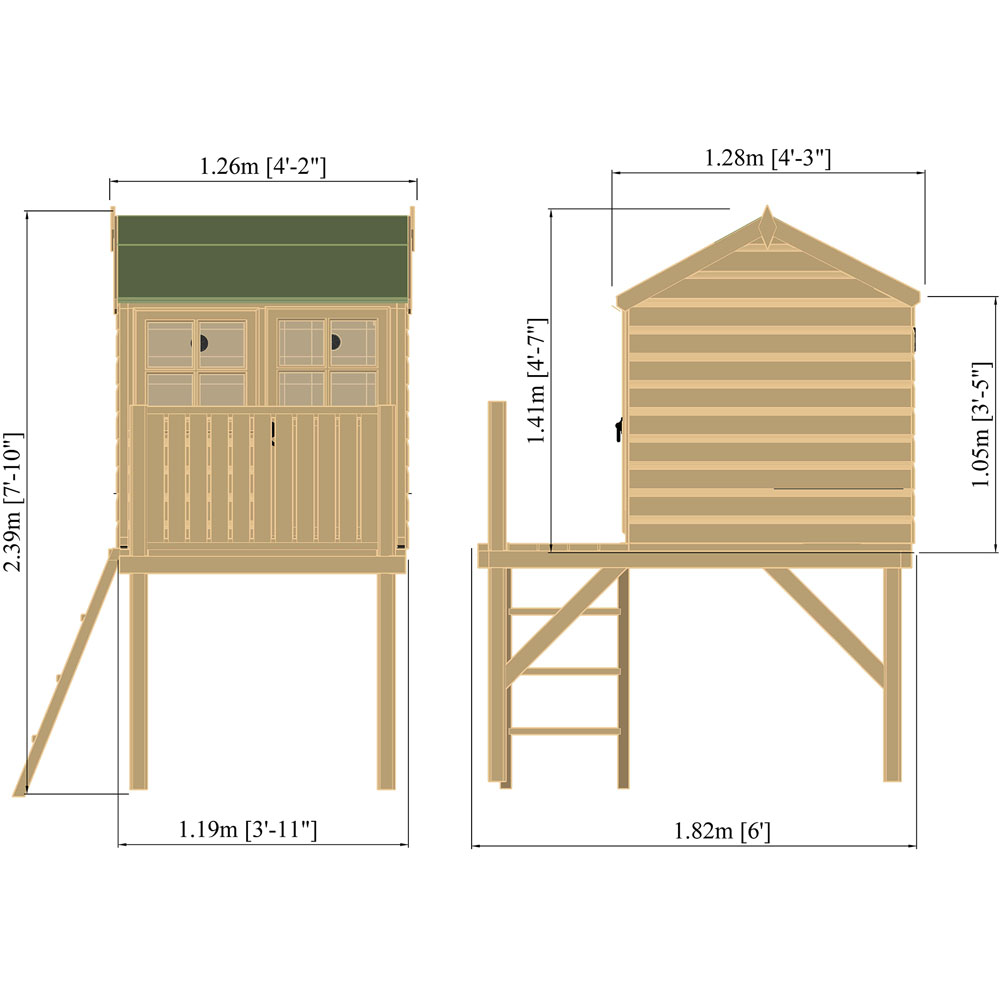 Shire Bunny Playhouse with Platform 4 x 4ft Image 7