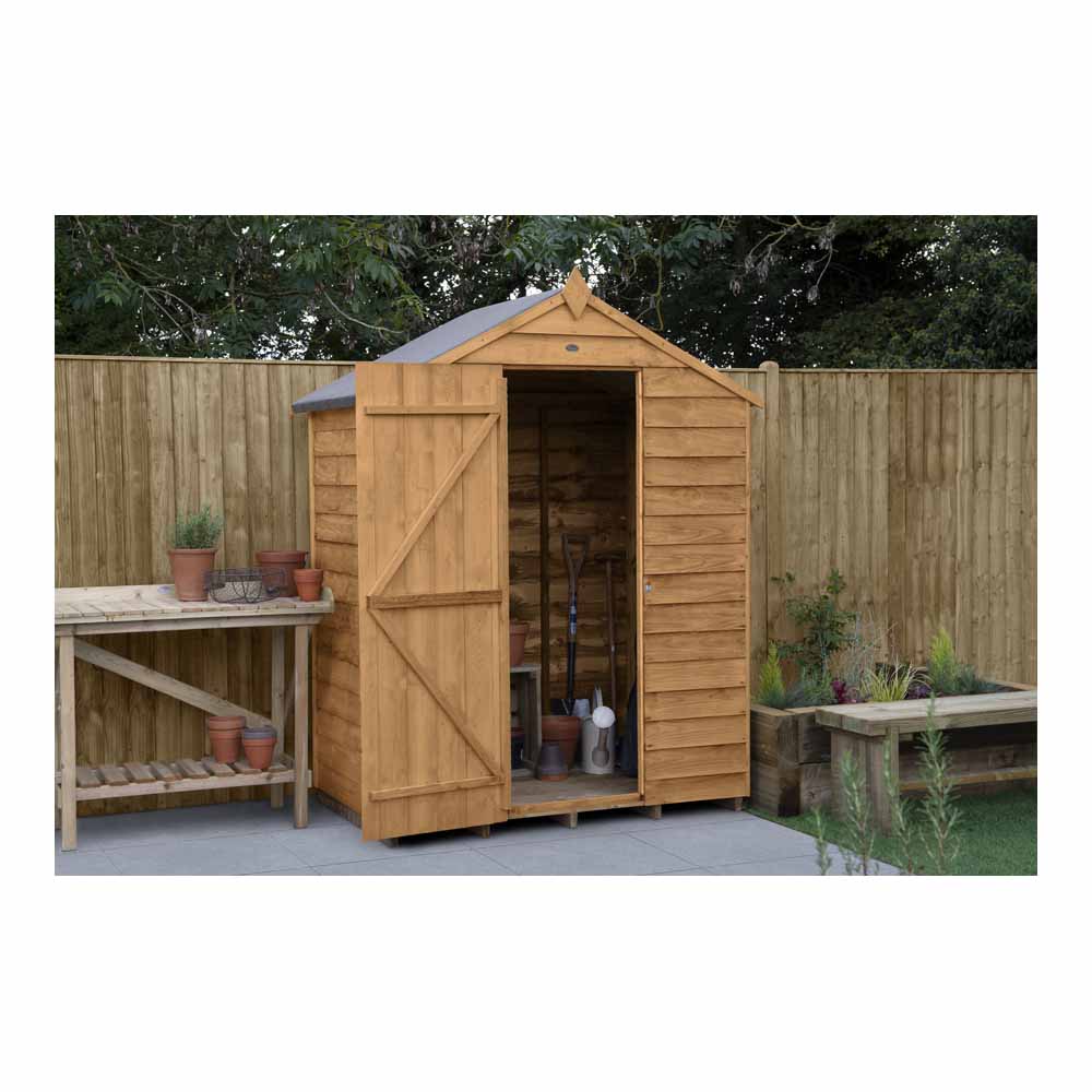 Forest Garden 5 x 3ft Windowless Overlap Dip Treated Apex Garden Shed Image 9
