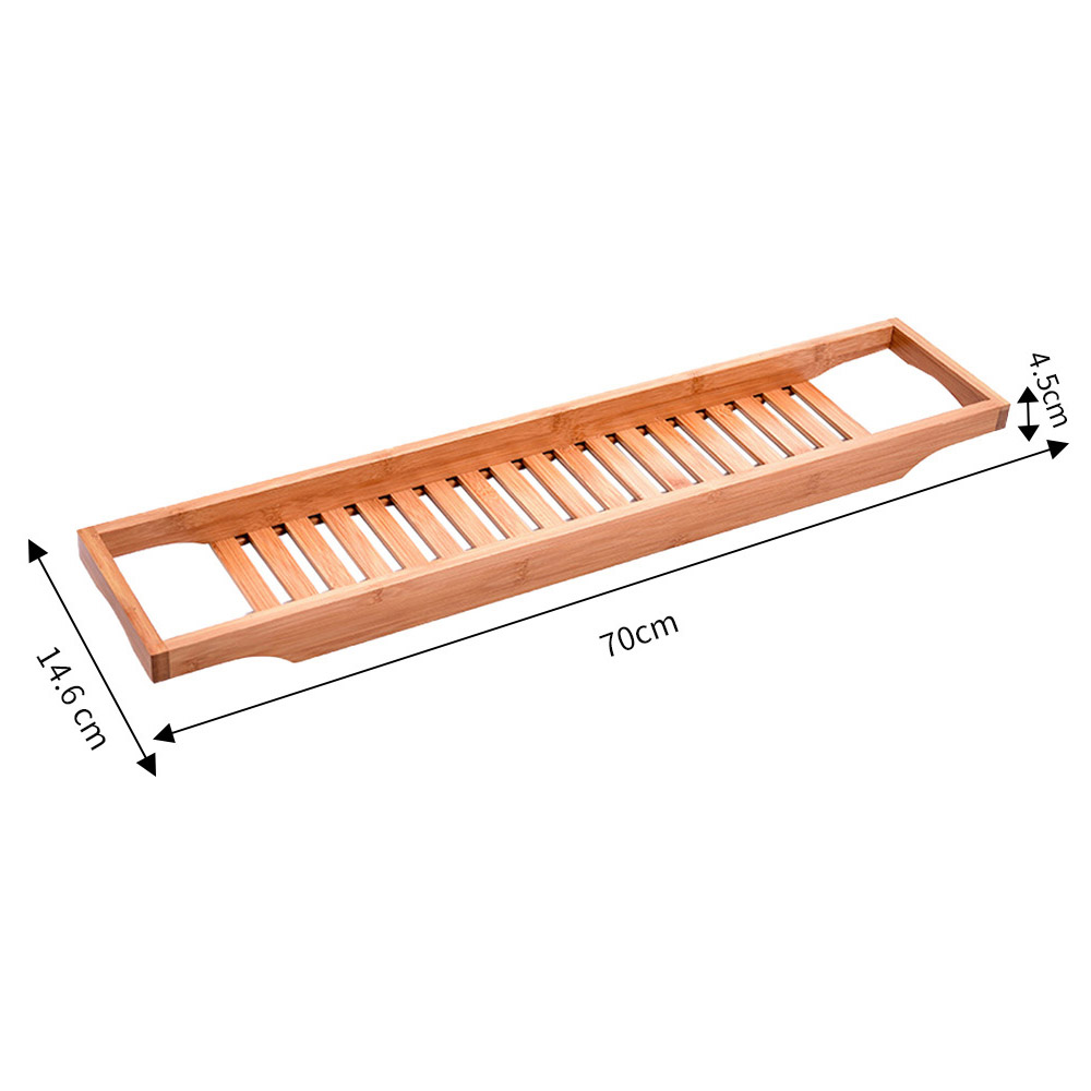 Living and Home Wood Bamboo Bath Tray for Bathroom Image 8
