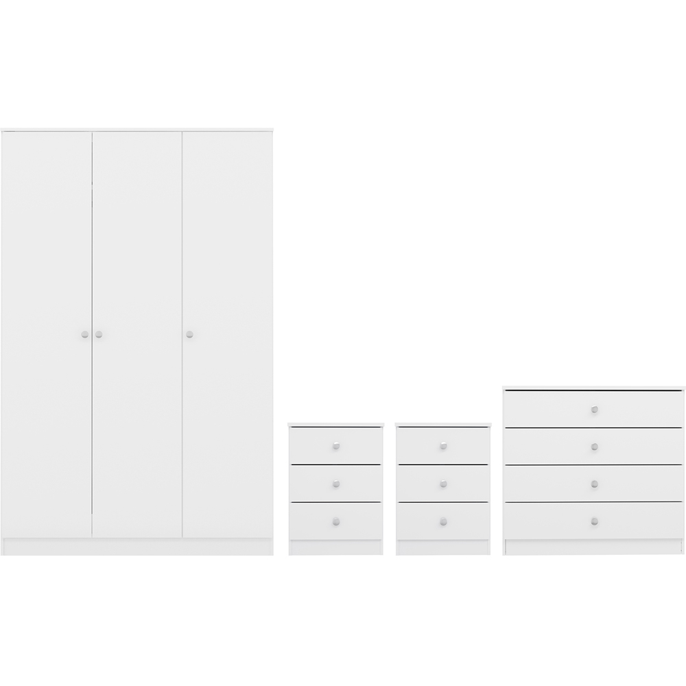 Seconique Denver 3 Door Wardrobe White Gloss Bedroom Furniture Set Image 2