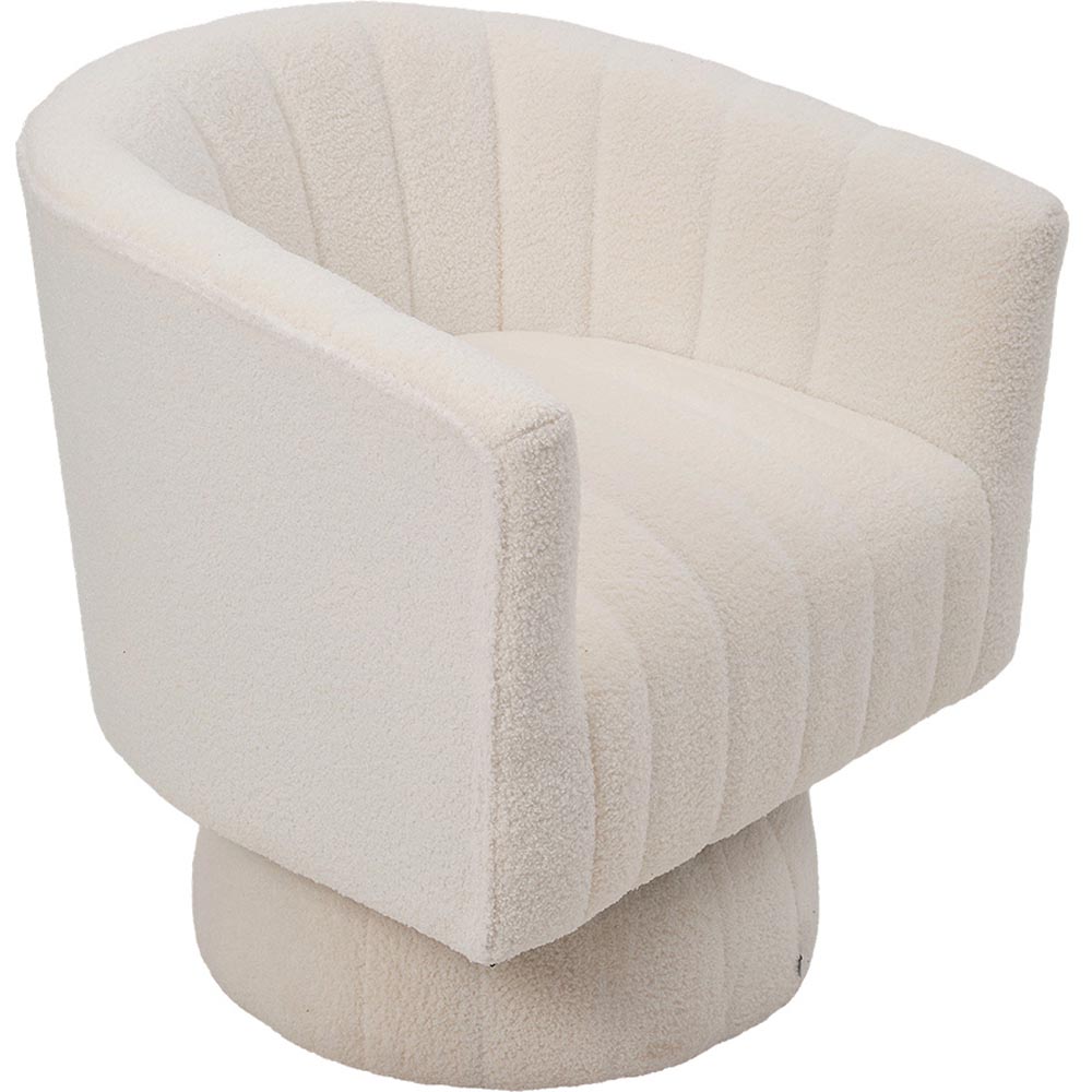 Living and Home White Upholstered Swivel Armchair Image 2
