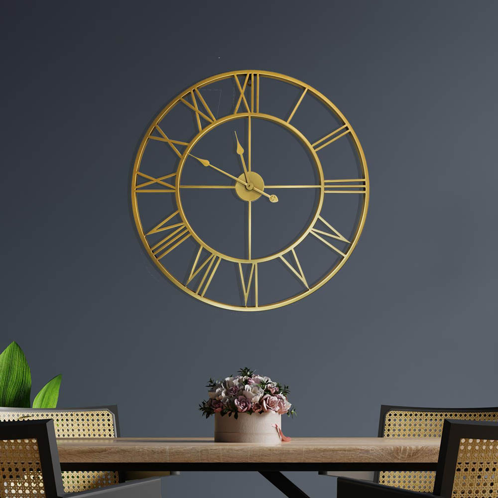 Walplus Gold Roman Numeral Round Wall Clock 76cm | Wilko
