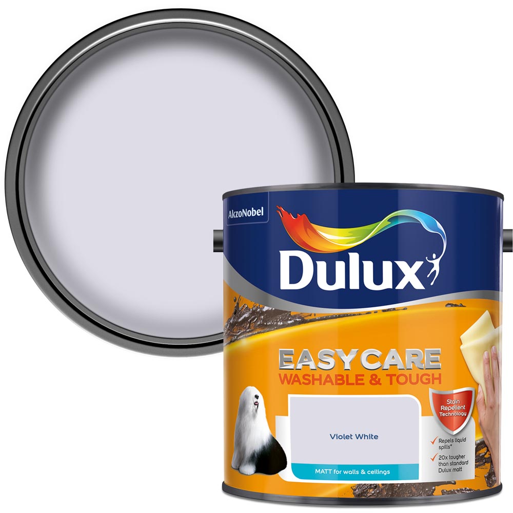 Dulux Easycare Violet White Matt Emulsion Paint 2.5L Image 1