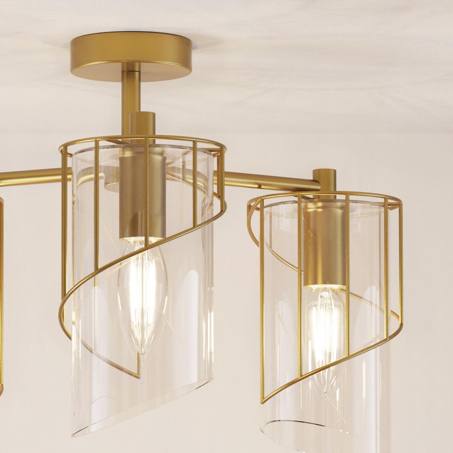Georgie 3 Arm Flush Ceiling Fitting Brass Image 4