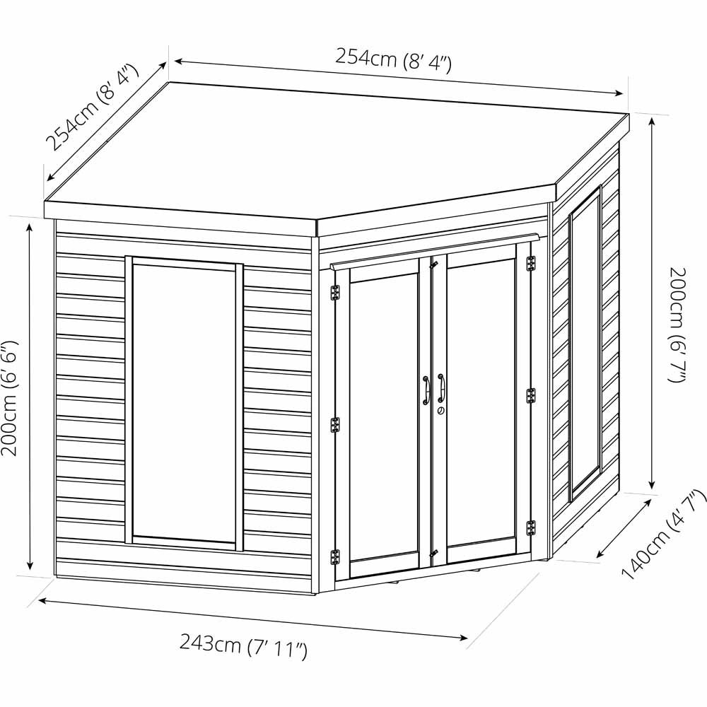 Mercia 8 x 8ft Double Door Premium Corner Summerhouse Image 4