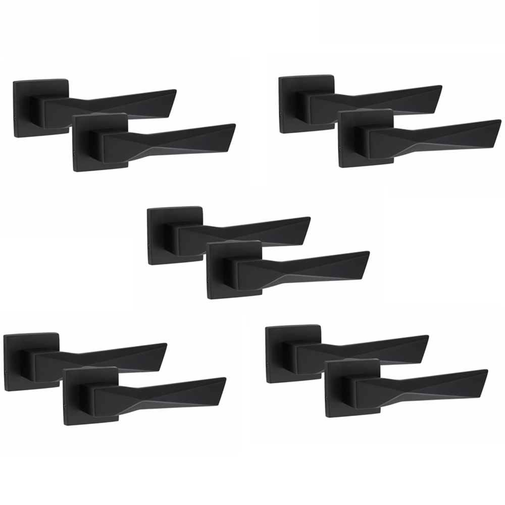 Golden Grace Matt Black Aura Door Handle Set 5 Pack Image 1