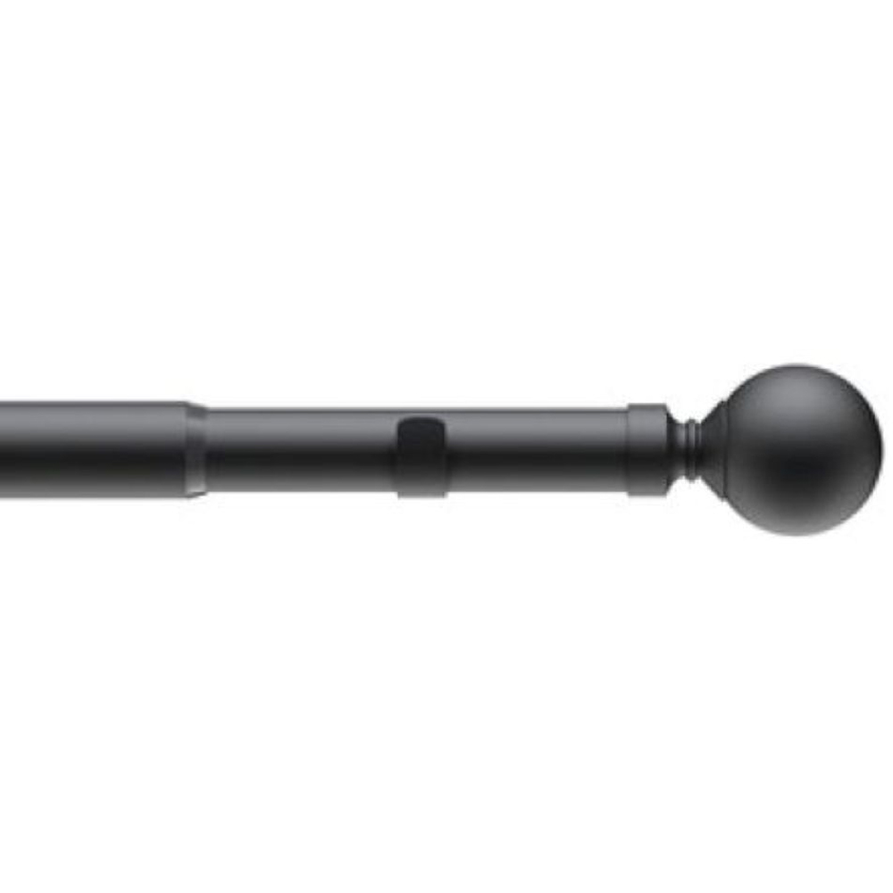 New Edge Blinds 120-210cm Extendable Black Ball End Eyelet Metal Curtain Pole Set Image 1