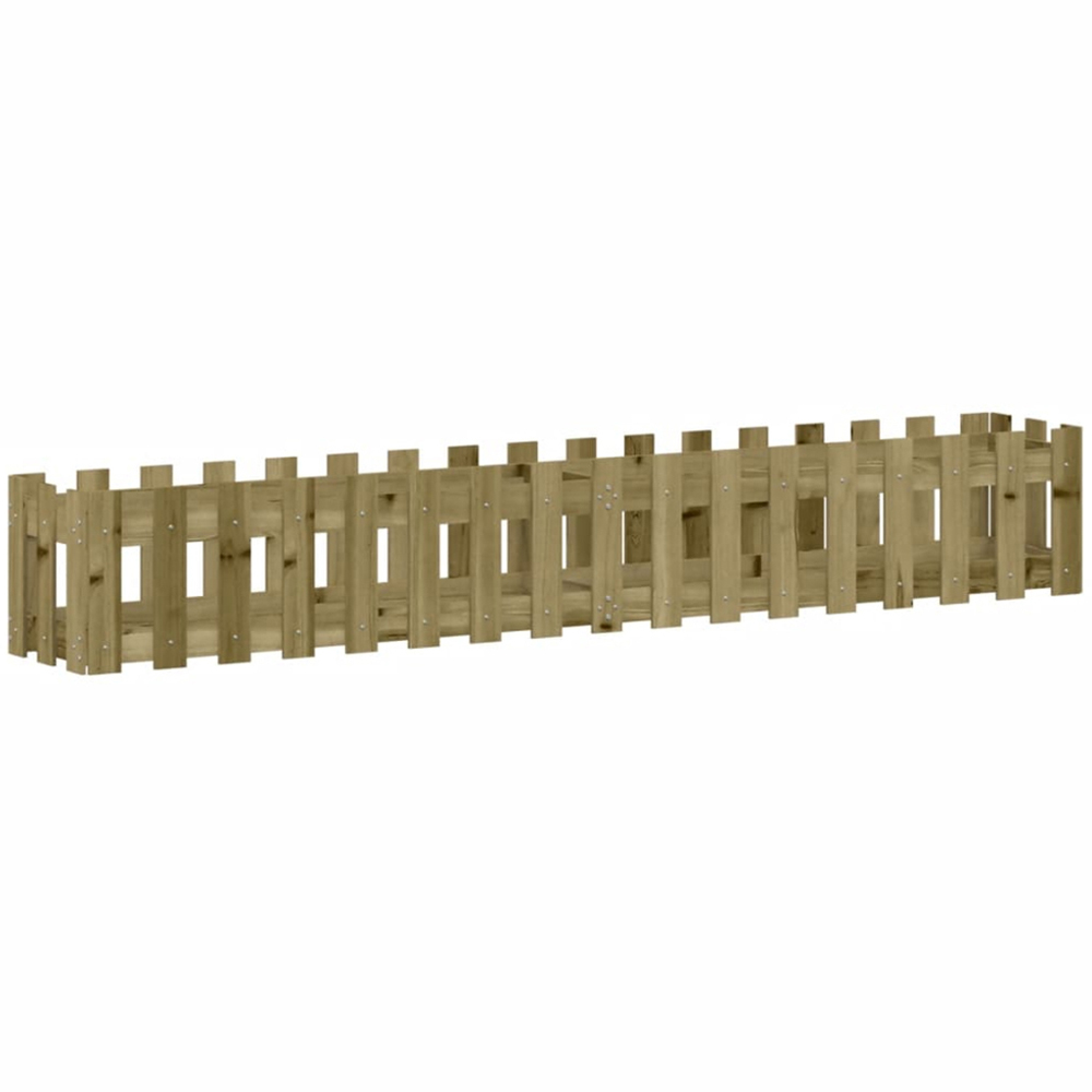vidaXL Natural Solid Impregnated Pine Wood Fence Design Raised Garden Bed 200 x 30 x 30cm Image 4