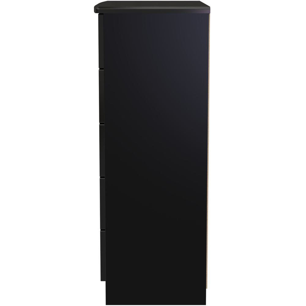Crowndale Camden 5 Drawer Black Gloss and Black Chest of Drawers Ready Assembled Image 4