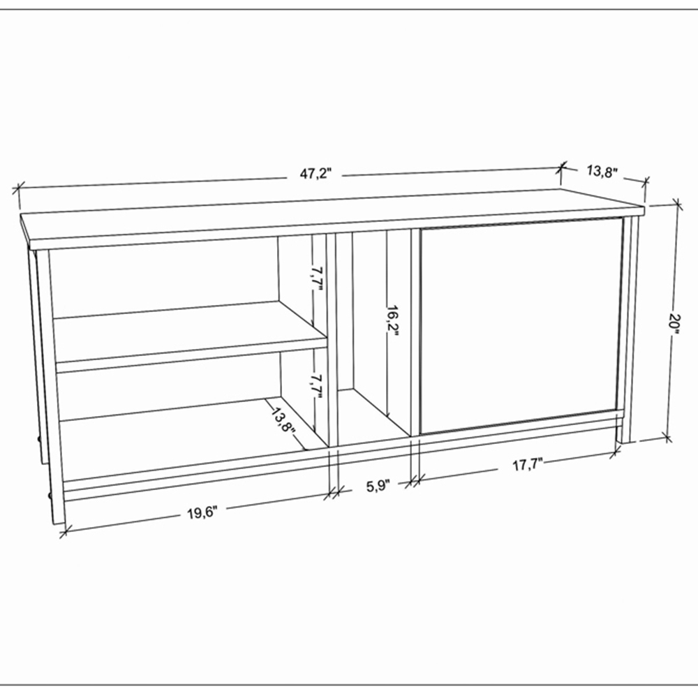 Decorotika Neola Single Door 3 Shelf Yellow and Oak TV Unit Image 7