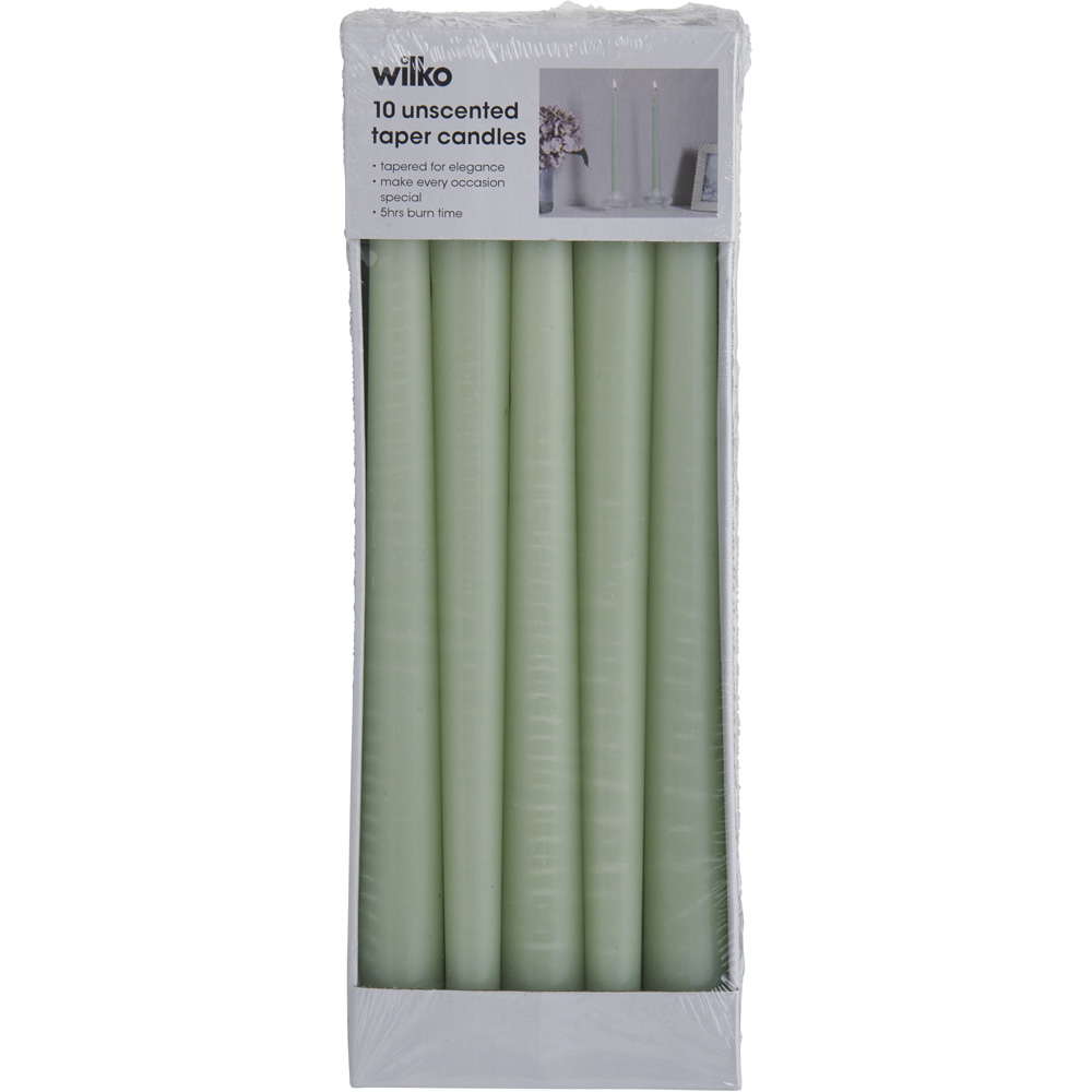 Wilko Unscented Taper Candles Sage 10 Pack Image 1