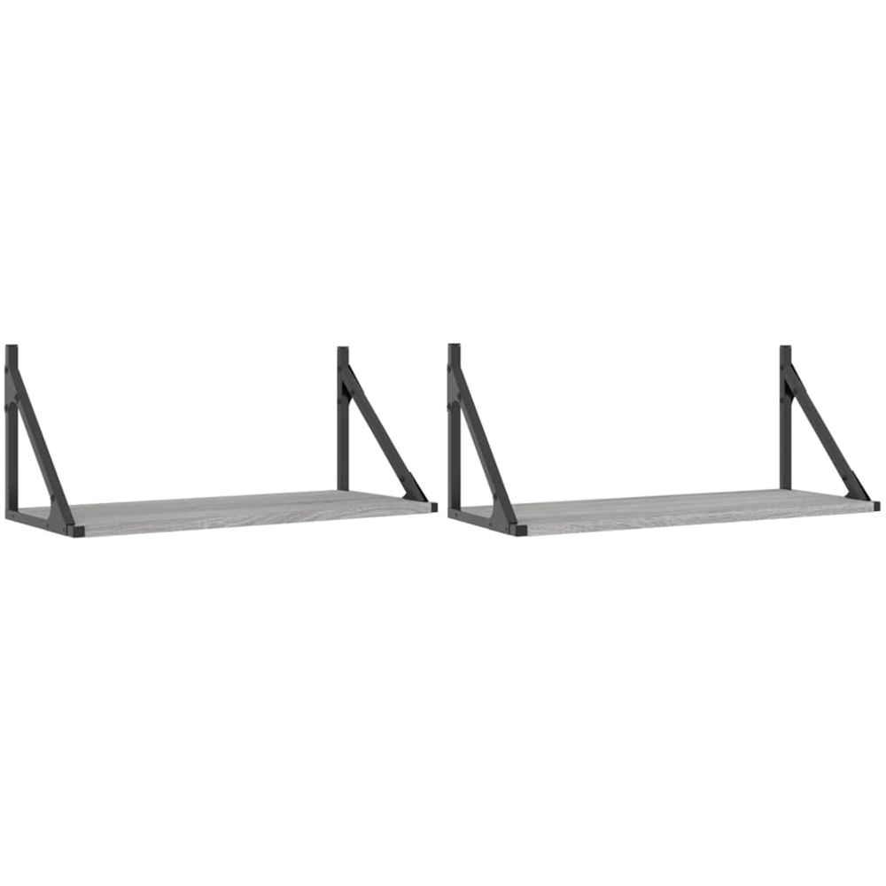 vidaXL 60 x 25 x 25.5cm Grey Sonoma Oak Floating Wall Shelf 2 Pack Image 3