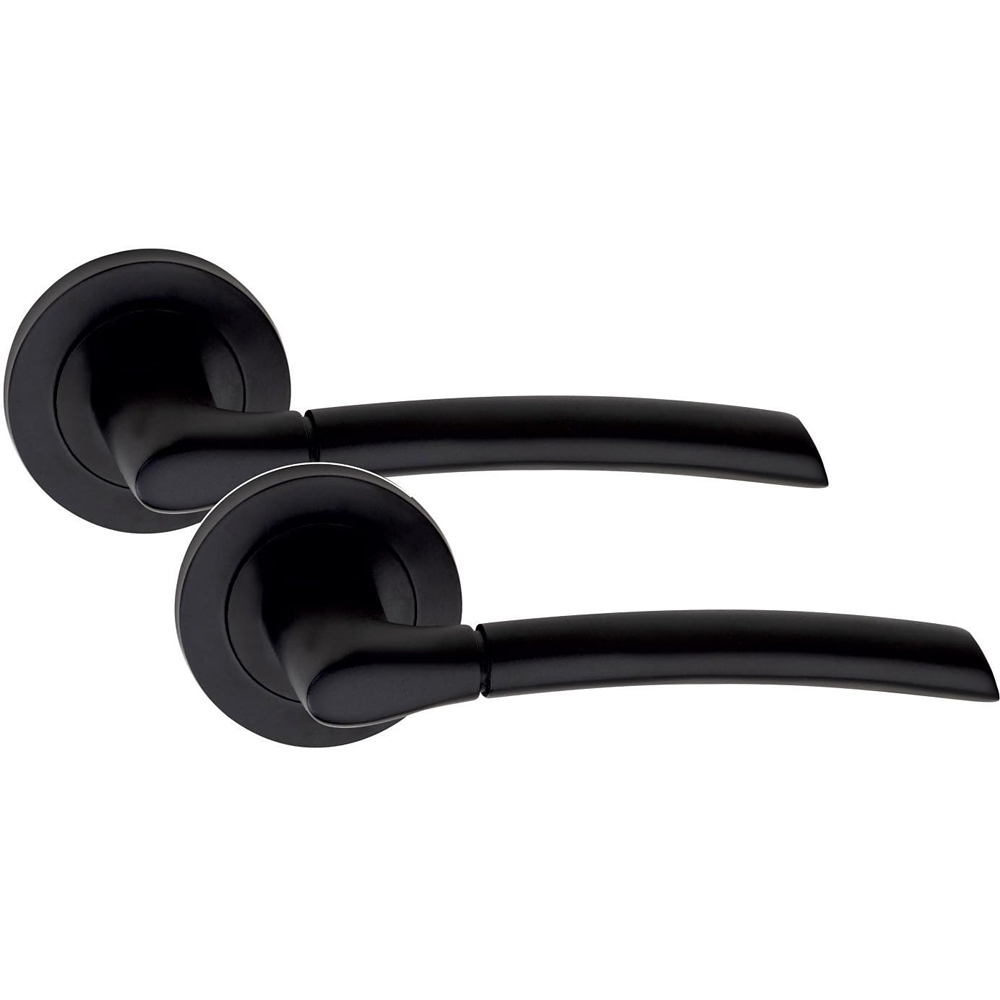 Golden Grace Indiana Matt Black Door Handle Pair with 3 Lever Mortise and Key Hole Image 3
