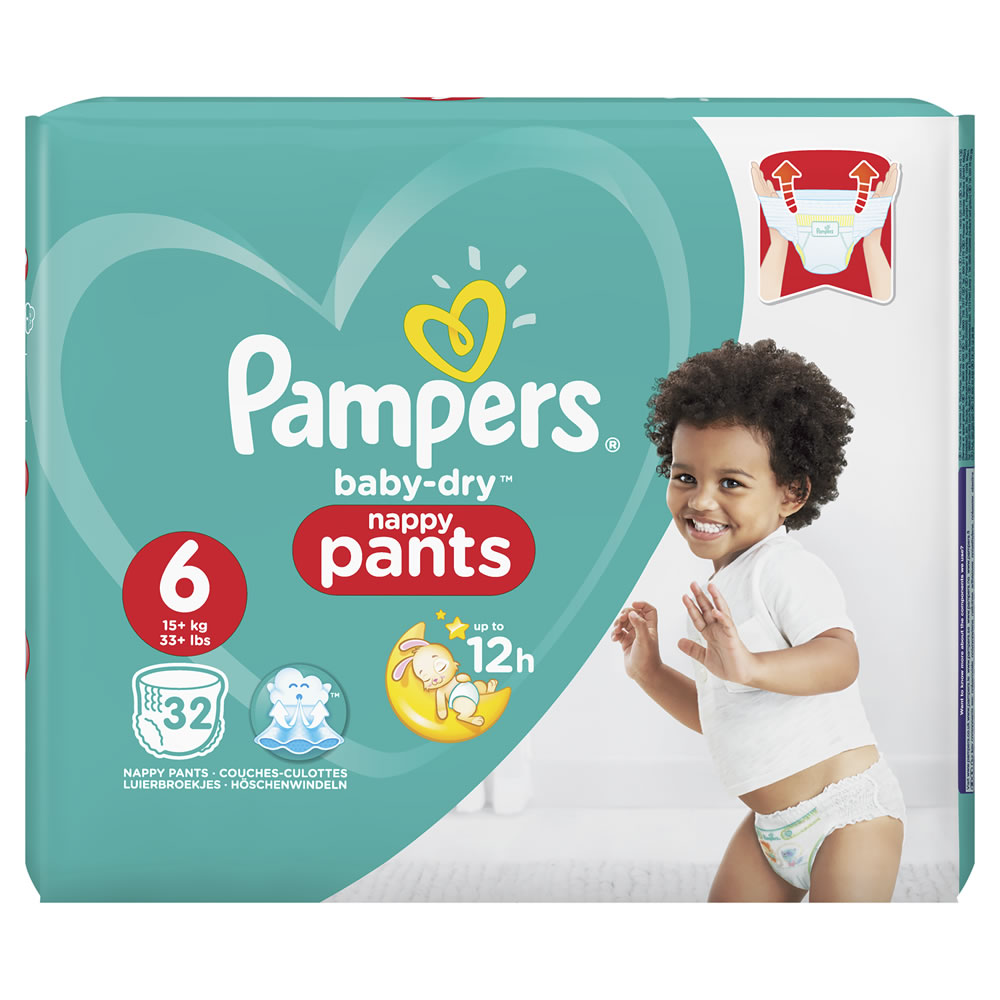 Pampers Baby Dry Nappy Pants Size 6 (15+ kg), 32 pack Image 1