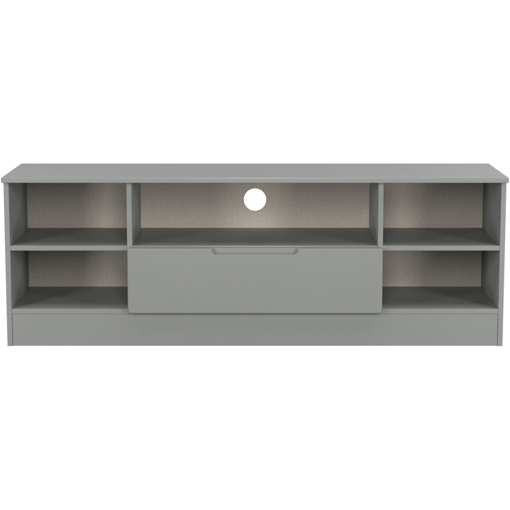 Crowndale Milan Single Drawer 5 Shelf Dusk Grey Wide TV Unit Ready Assembled Image 2