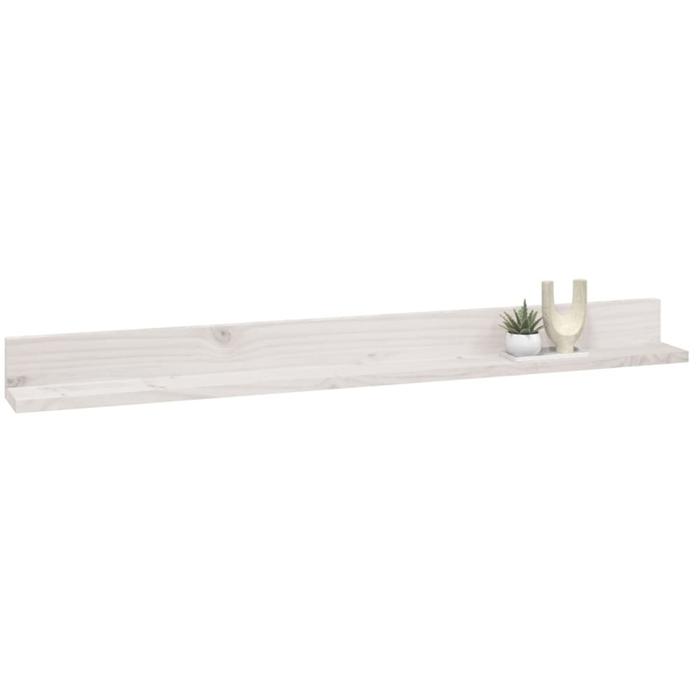 vidaXL 110cm Set of 2 White Solid Pine Wood Floating Wall Shelf Image 5