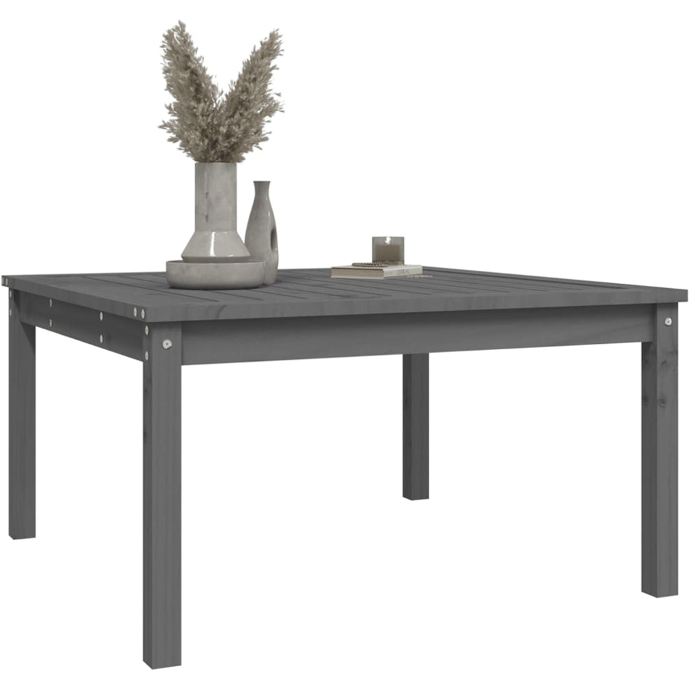 vidaXL Grey Solid Pine Wood Slatted Garden Table 82.5 x 82.5cm Image 5