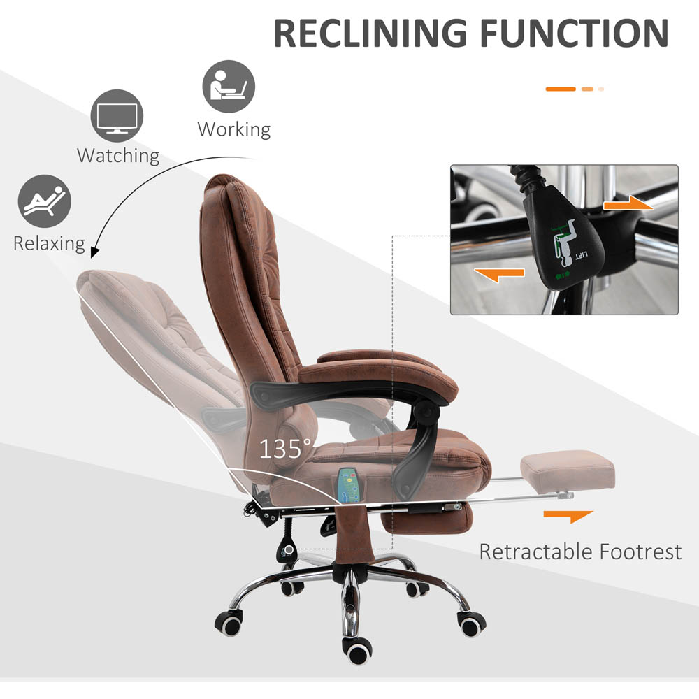 Portland Brown Microfiber Swivel Vibration Massage Office Chair Image 3