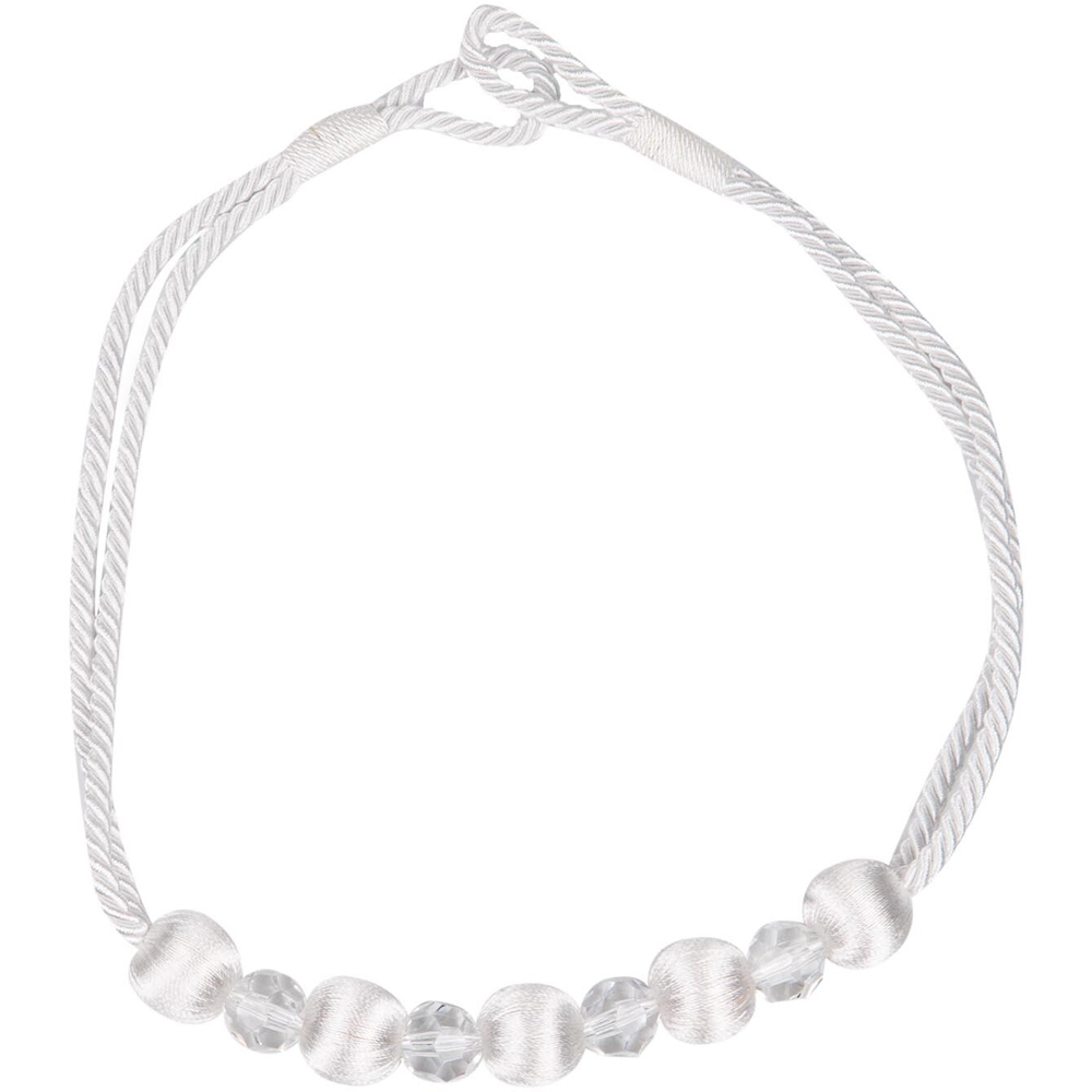 Bead Covered Yarn Tieband - Ivory Image 1