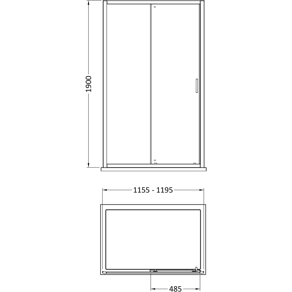 Oem Matt Black Single Sliding Shower Door 1200mm Image 2