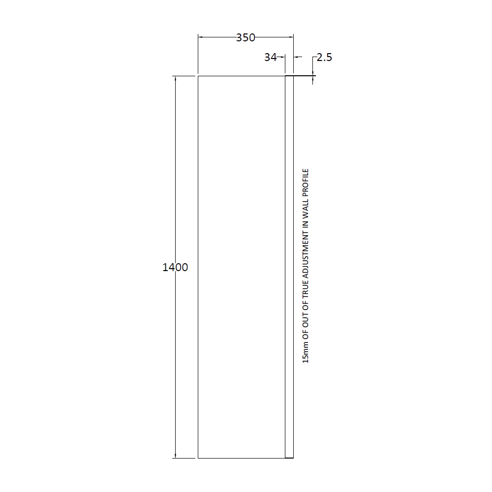 nuie Polished Chrome Fixed Bath Screen 350mm Image 4