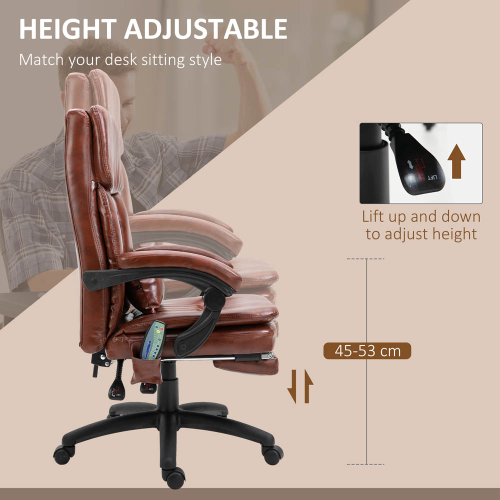 Portland Brown PU Leather Swivel Recliner Office Chair Image 4